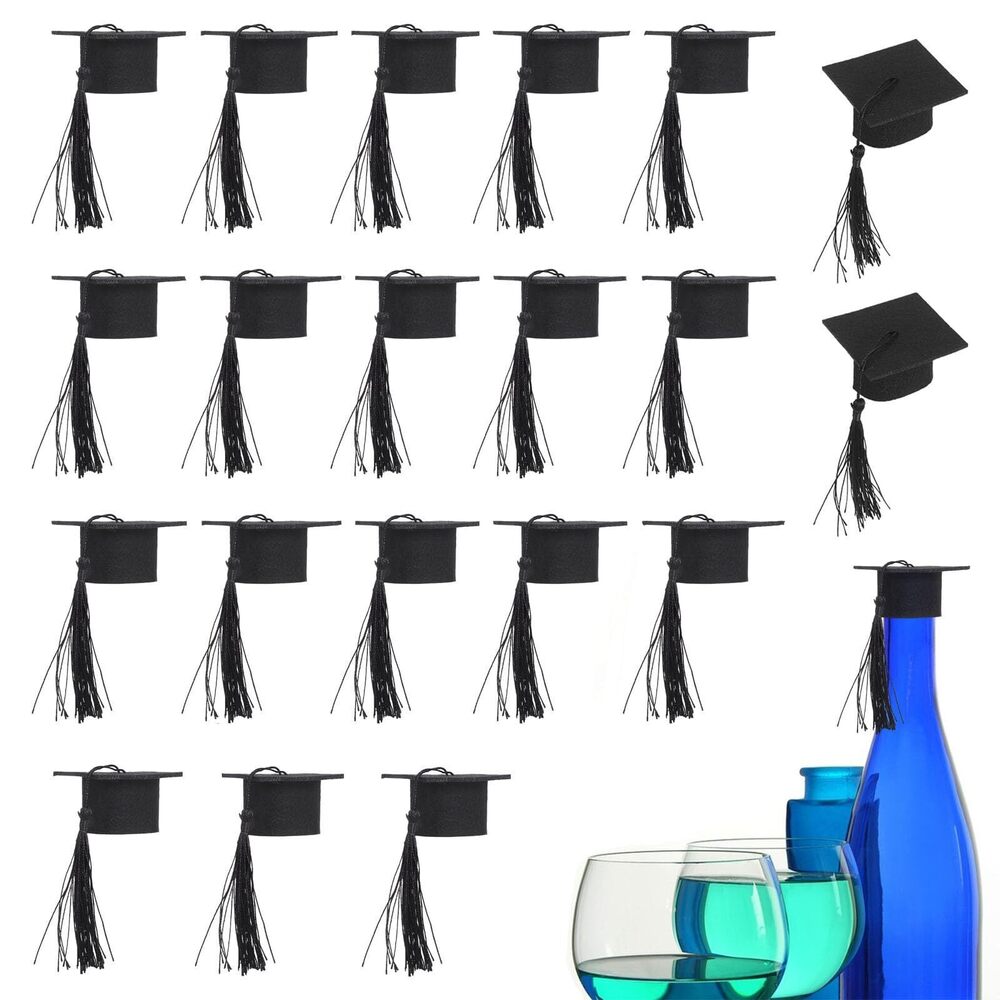 8936 20Pcs Mini Graduation Caps with Tassels: Cake Graduation Bottle Cap